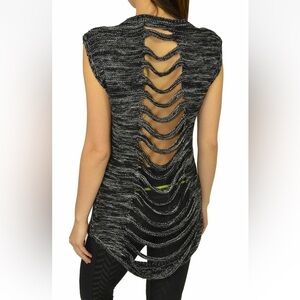 ONE GREY DAY LOS ANGELES WOMEN'S COTTON knit top CUT-OUT BACK  size Small